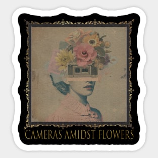 Vintage Cameras Amidst Flowers Sticker